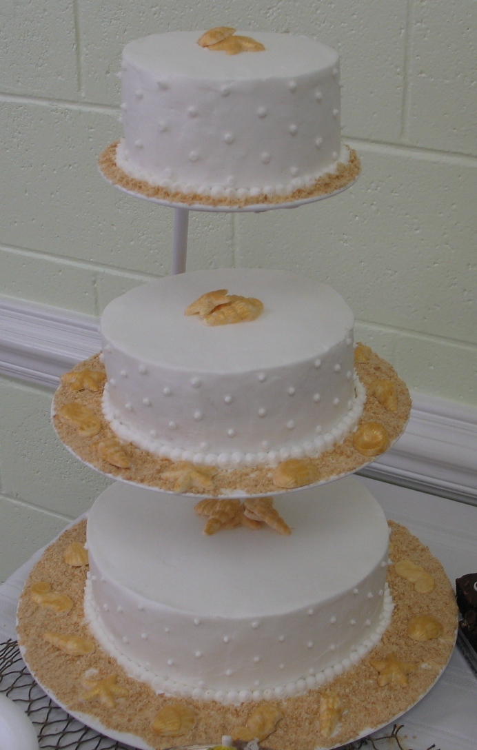 Floating beach-themed shower cake.