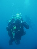 Henry Cassar during decompression stop after dive on Hellespond in December 2003.