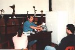 A diving instructor giving a lecture