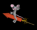 mouse riding rocket