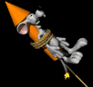 mouse tied to rocket