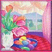 Easter bunny peaking over table