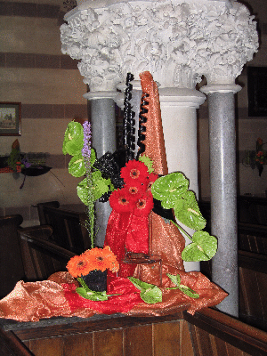Pillar and flowers