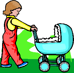 little girl pushing carriage