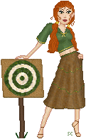 Gina again, about to take up archery.