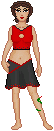 I did this version to show off the shirt, and I took the opportunity to try a variation on the skirt.