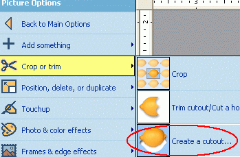 'Create a cutout' in the menu