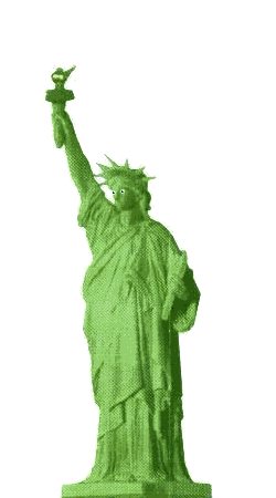 Lady liberty comes to life
when nobody's looking!