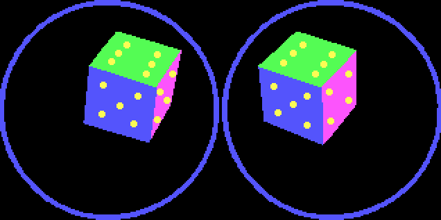 QBasic: Animation 3D 6 Sided Die.gif