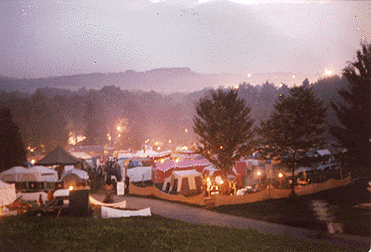 SCA photos. Pennsic photos. Pennsic camp at night; slow shutter speed