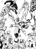 I wanted to see Captain America surrounded from the enemies... but I wasn't happy, yet. So I added the unconscious body of Wasp to put Cap in a desperate situation.