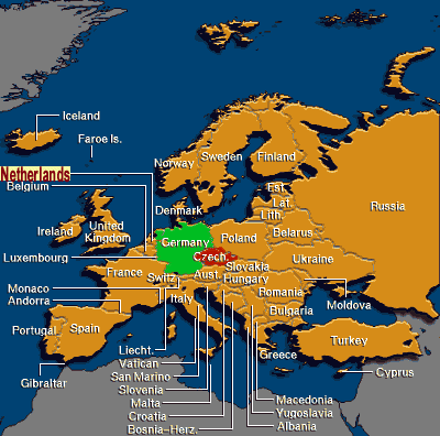 Zonyx Report Map:  Europe with Green Germany