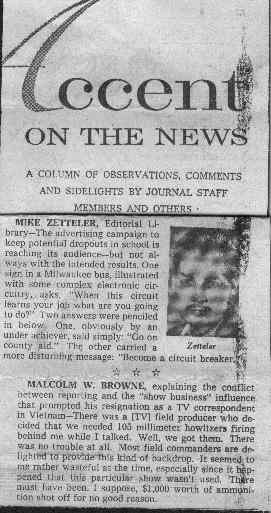 Zonyx Report:  Milwaukee Journal Accent Column, Nov. 1966