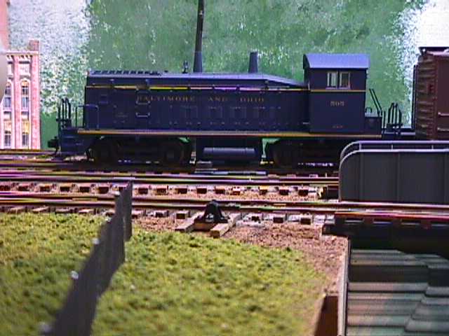 B&O SW9, number 595, crossing Watts Branch.