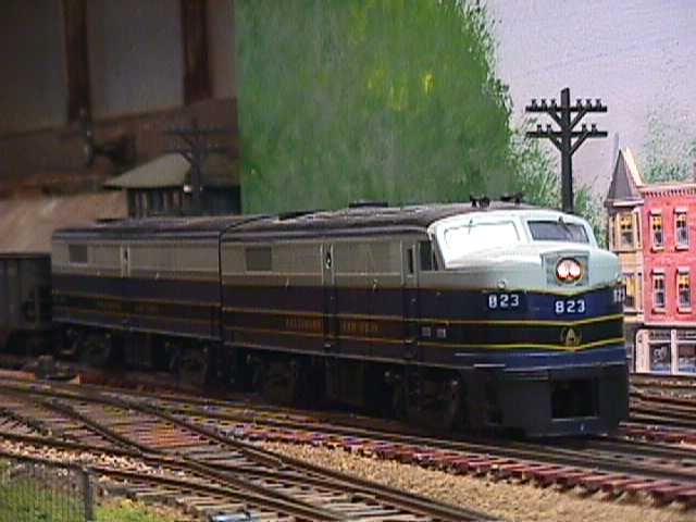 B&O FA2/FB, number 823 and 823X, crossing Watts Branch.