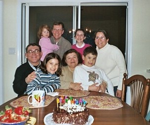 Clockwise: Emmy, Poppy, Mommy, Aunt Gigi, Brian, Nana, Lexi, and Gumby