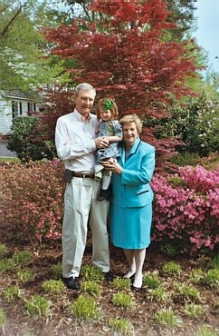 Papa, Emmy, and Nana in Papa and Nana's Front Yard