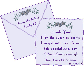 Thank you Lady D & Wane