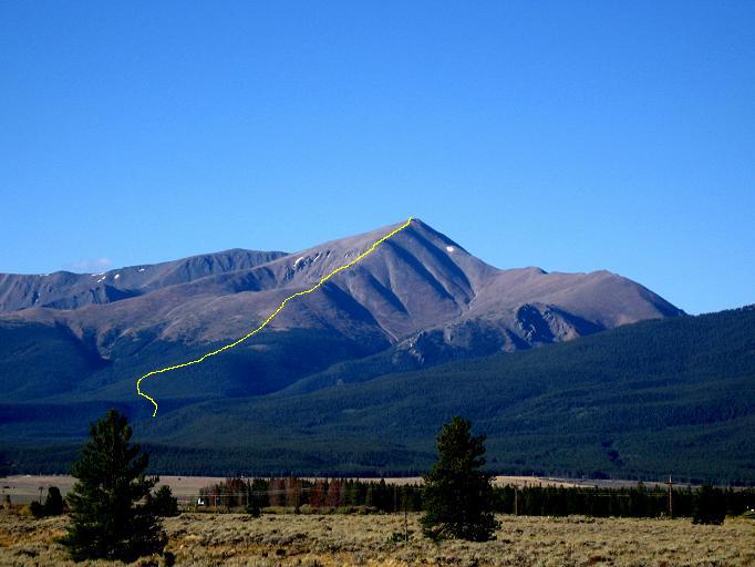 Nice view of the whole NE Ridge Route - Mt Elbert