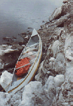 Canoe on riverbank