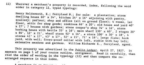 Title to the Holdsworth lands as listed for sale in 1828