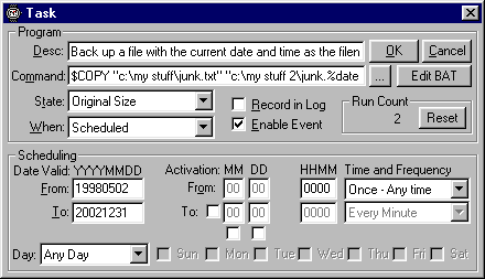 Edit task window