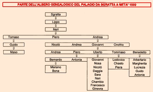 Part of the Del Palagio family tree from Sgratta up to the XVI century