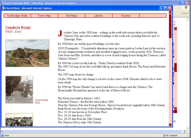 Tunbridge Wells Map 2006 - Church Road - History -  screen example
