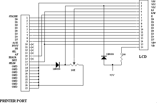 Printer-to-LCD Interface Circuit