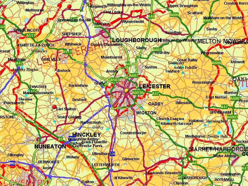 Map of Leicestershire