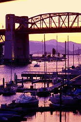 View of the Burrard Bridge at sunset